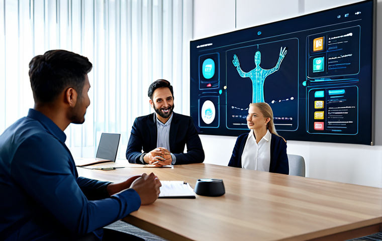 AI를 이용한 직장 내 협업 도구 활용 - AI Meeting Management**

"A brightly lit modern office meeting room. A diverse group of professional...