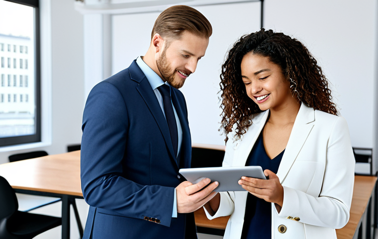 AI를 이용한 직장 내 협업 도구 활용 - AI-Powered Project Management**

"A project manager stands in front of a digital dashboard displayin...