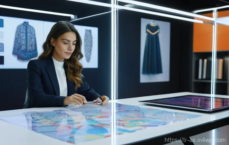 생성형 AI로 상상해보는 미래의 직업 - **AI-Enhanced Fashion Designer in a Modern Studio**
    A stylish, professionally dressed female fas...
